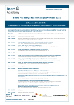 Board Academy: Board Dialog November 2016