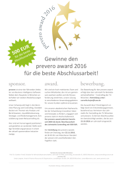 Gewinne den prevero award 2016 für die beste Abschlussarbeit!