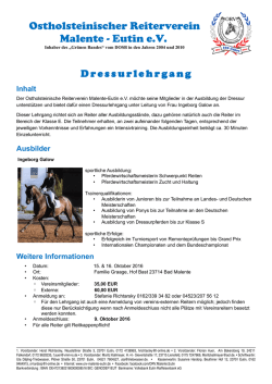 Dressurlehrgang mit Ingeborg Galow im Oktober 2016