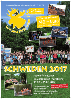 Plakat 2017 - Ferien in Schweden Europaferienwerk