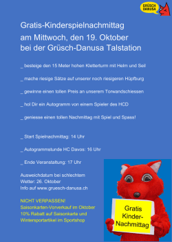 Gratis-Kinderspielnachmittag am Mittwoch, den 19 - Grüsch