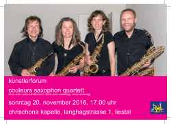 20 Nov. 17:00 Uhr Künstlerforum Künstlerforum Couleurs saxophon