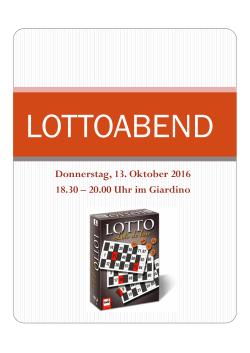 Donnerstag, 13. Oktober 2016 18.30 &ndash; 20.00 Uhr im Giardino