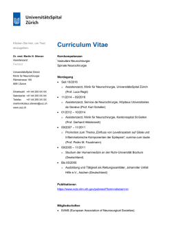 Curriculum Vitae - Klinik f&uuml;r Neurochirurgie
