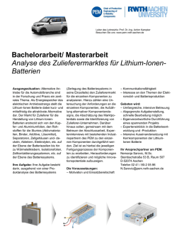 Marktanalyse - Zulieferer für Lithium-Ionen-Batterien