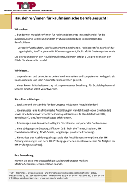 Hauslehrer/innen f&uuml;r kaufm&auml;nnische Berufe gesucht!