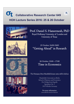 Prof. Daniel S. Hamermesh, PhD “Getting Ahead” in Research Time