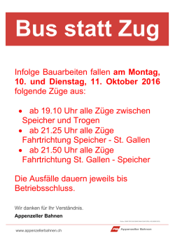 Infolge Bauarbeiten verkehren Busse statt Zug