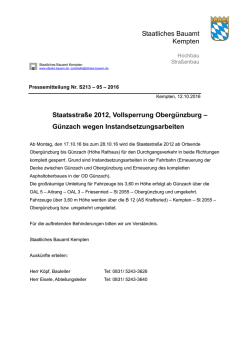 G&uuml;nzach wegen Instandsetzungsarbeiten