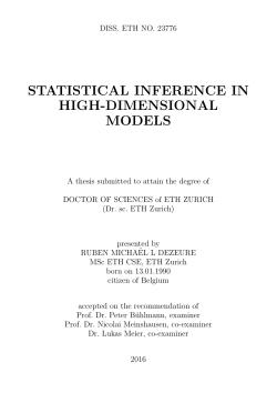 statistical inference in high-dimensional models - ETH E
