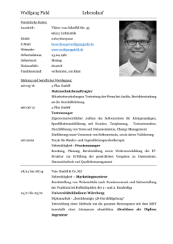 Wolfgang Pickl Lebenslauf