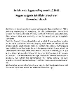 Kurzbericht vom Tagesausflug am 8.10.2016 nach Regensburg