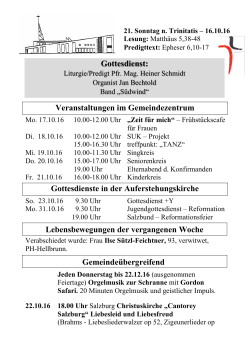 Veranstaltungen ab 16.10.2016 - Evangelische Gemeinde Salzburg