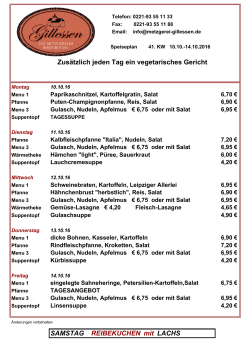 Mittagskarte drucken - Metzgerei Gillessen