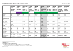 Liedplan November 2016 (Lesejahr C, Werktage: Jahr II) (Stand