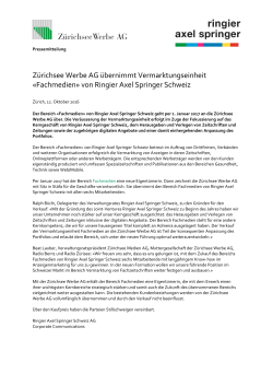 Pressemitteilung - Zürichsee Werbe AG