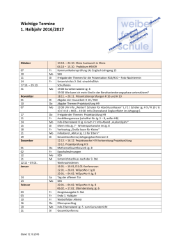 Jahresplan f&uuml;r das Schuljahr 2016/2017