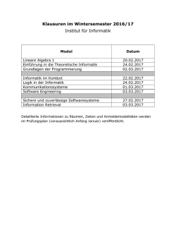 Institut für Informatik - Prüfungsplan Sommersemester 2016 Klausuren