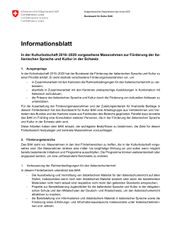 Informationsblatt - Bundesamt für Kultur