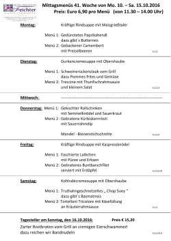 Wochenmenü - Hotel Restaurant Feichter