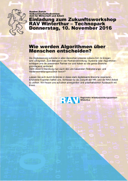Einladung zum Zukunftsworkshop RAV Winterthur – Technopark