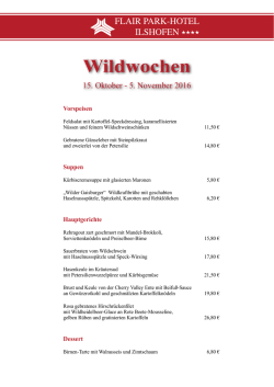 Hohenloher Wildwochen - Flair Park Hotel Ilshofen