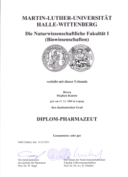 HALLE-`\ry`ITTEI{BERG - Apothekenvertretung Stephan Kuntze