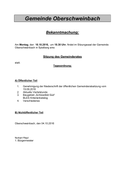 Gemeinderatssitzung 10.10.2016 Oberschweinbach