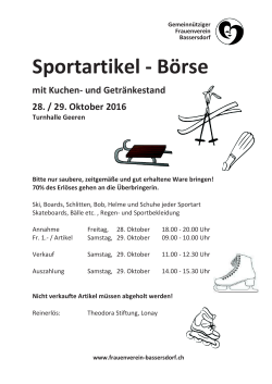 Sportartikel - Börse - Frauenverein Bassersdorf