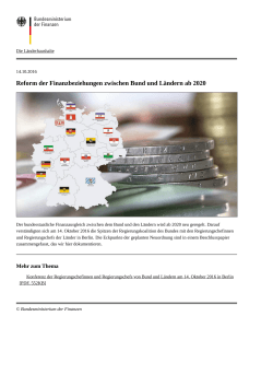 Reform der Finanzbeziehungen zwischen Bund und Ländern ab 2020
