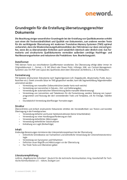 Grundregeln f&uuml;r die Erstellung &uuml;bersetzungsgerechter Dokumente