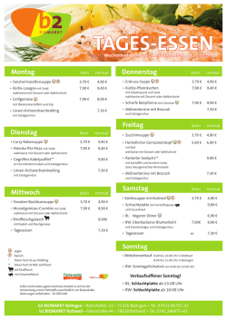 Bistro Wochenkarte
