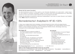 Biomedizinische/r Analytiker/in HF 80-100%