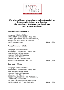 Infos - Back und Snack