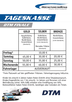 Ticketpreise Tageskasse - DTM-Finale 2016