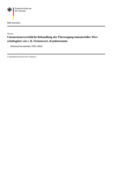 Umsatzsteuerrrechtliche Behandlung der Übertragung immaterieller