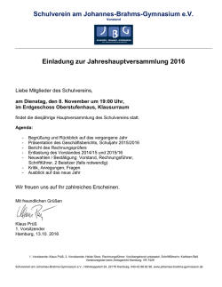 Jahreshauptversammlung des Schulvereins - Johannes