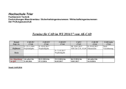 Hochschule Trier Termine für CAD im WS 2016/17 vom AK-CAD