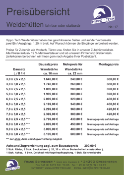 PREISLISTE WEIDEH&Uuml;TTEN - HIPPO-TECH