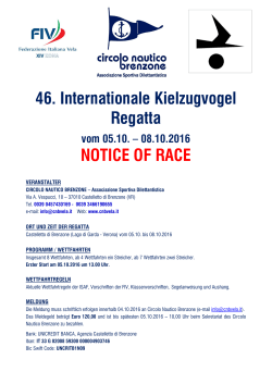 46. Internationale Kielzugvogel Regatta NOTICE OF RACE