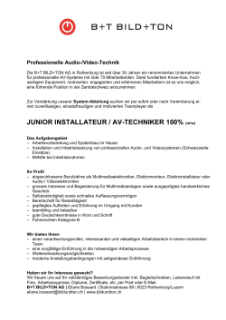 JUNIOR INSTALLATEUR / AV-TECHNIKER 100