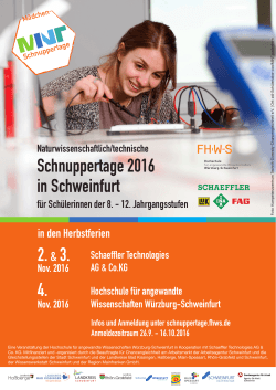 Plakat Schnuppertage 2016 - Hochschule für angewandte