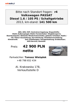 Bitte nach Standort fragen: r4 Volkswagen PASSAT Diesel 1.6 / 105