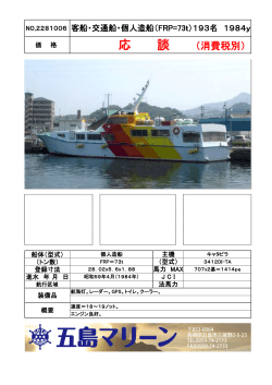 NO.2281006 客船・交通船・個人造船（FRP=73t）193名 1984y