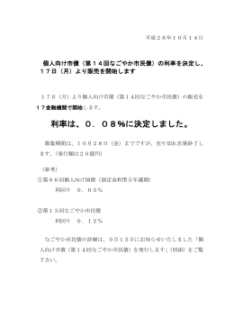 利率は、0．08％に決定しました。