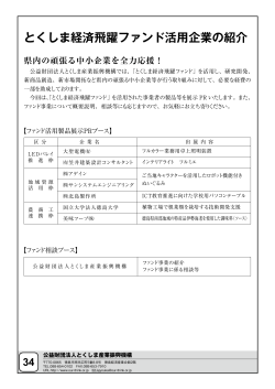 とくしま経済飛躍ファンド活用企業の紹介 県内の頑張る中小企業を全力