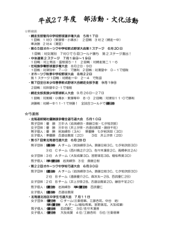 H27年度 部活動・文化活動結果
