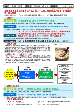 北海道産の農産物と農産加工品を用いた外国人専用商品の開発・販路