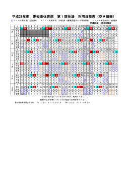平成28年度 愛知県体育館 第1競技場 利用日程表（空き情報）