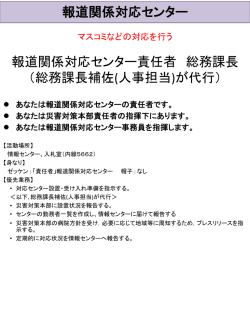 報道関係対応センター責任者 総務課長 （総務課長補佐(人事担当)が代行）